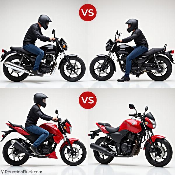 Comparaison entre une moto 125 custom et sportive