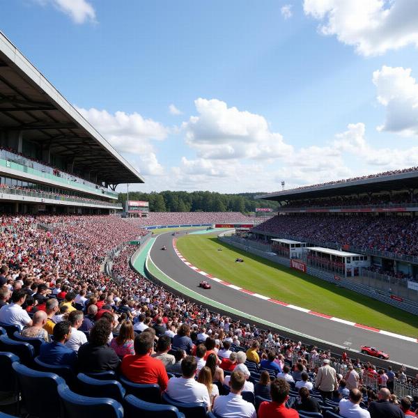 Vue des tribunes du circuit Le Mans pour le GP Moto France 2024