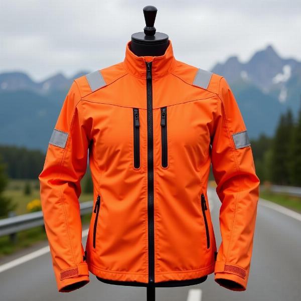 Blouson moto orange textile, léger et respirant