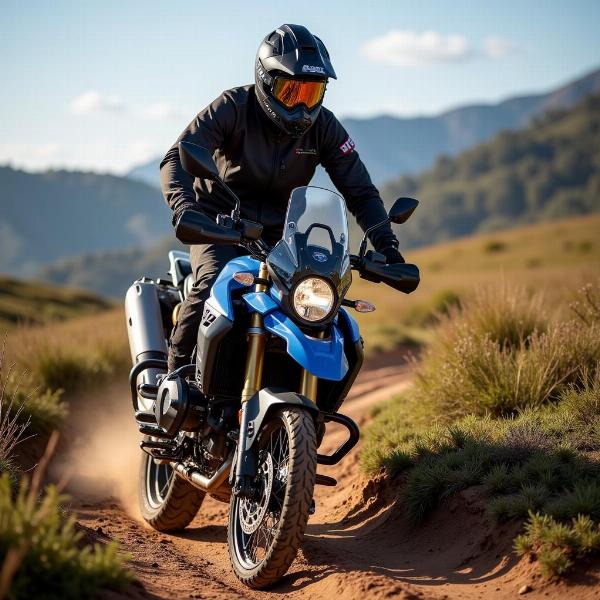 BMW F 800 GS en mode tout-terrain