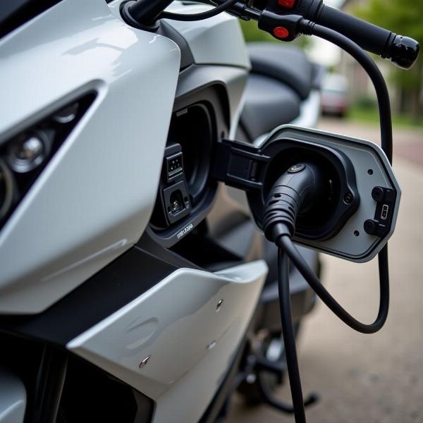 Recharge d'une BMW moto électrique