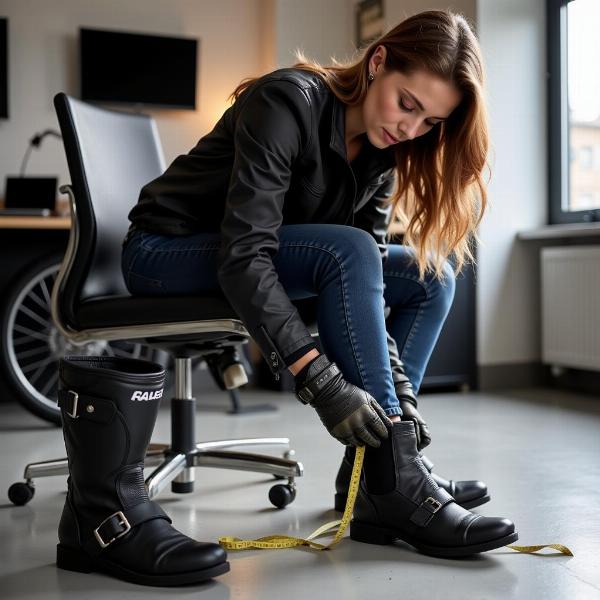 Mesurer son pied pour des bottes moto femme