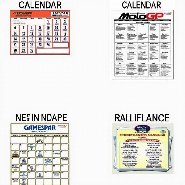 Différents types de calendriers moto: course, salon, rassemblement