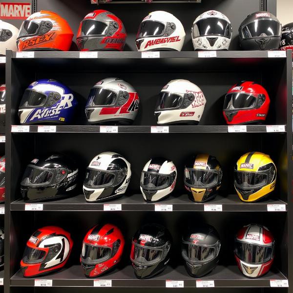 Magasin vendant des casques Marvel Moto