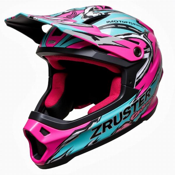 Casque moto cross femme avec un design moderne et coloré