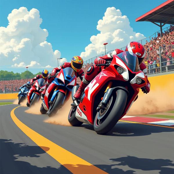 Course de moto animée