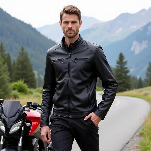 Ensemble moto cuir homme stylé