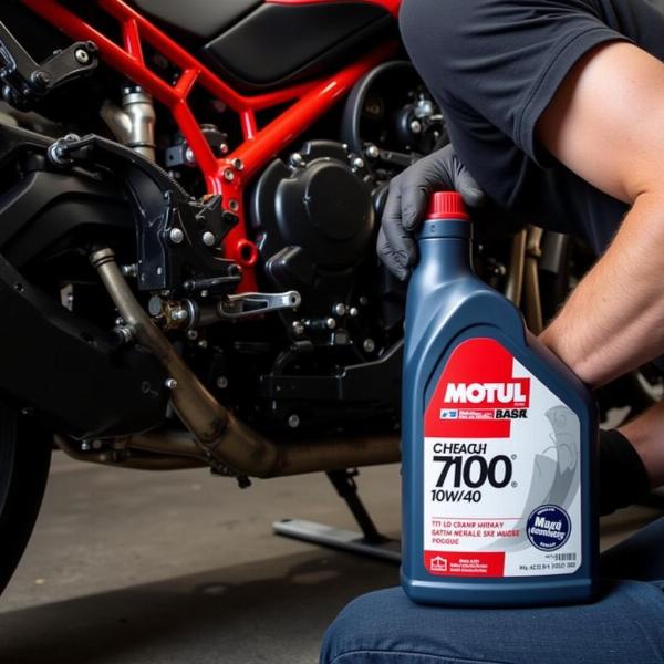 Entretien Moto avec Huile Motul 7100 10w40