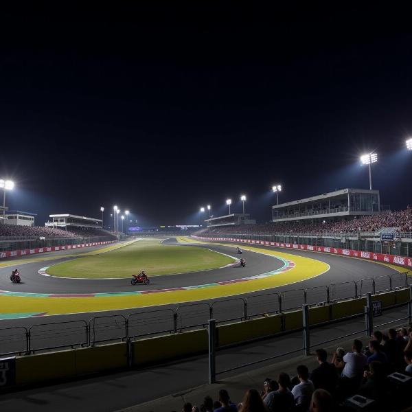 Circuit de Losail éclairé la nuit pendant le GP Moto Qatar 2024