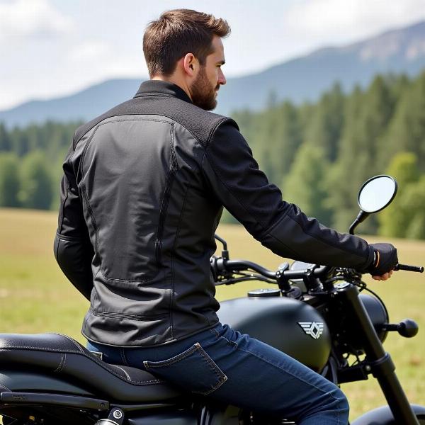 Homme blouson moto été avec dorsale