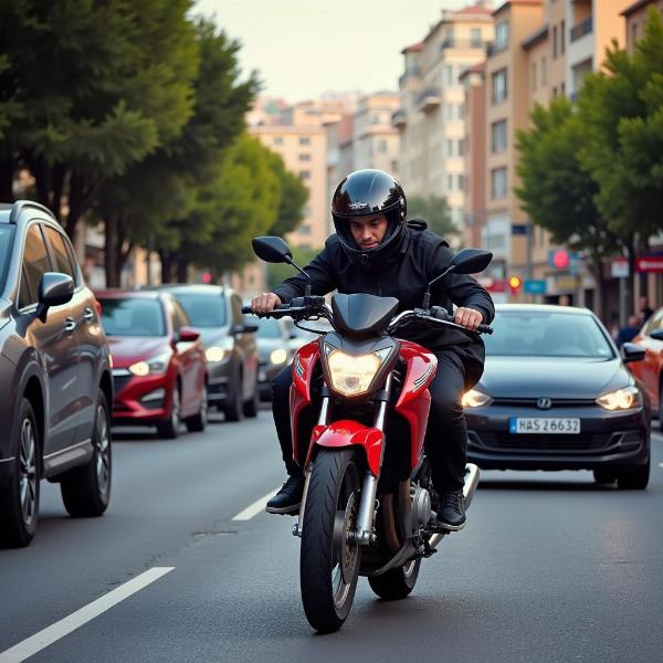 Honda Monaco Moto : Une moto Honda se faufilant dans la circulation urbaine de Monaco