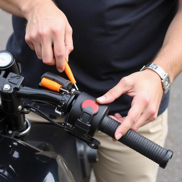 Installation des poignées chauffantes sur une moto