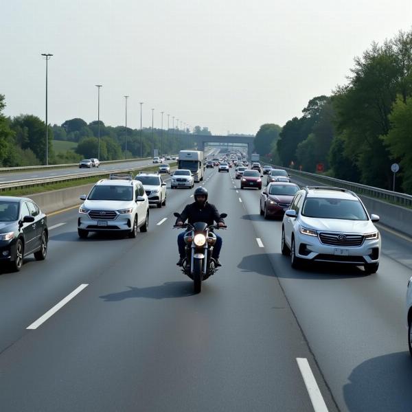 Interfile moto sur autoroute