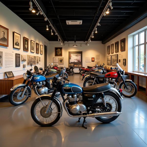 Intérieur du musée Moto Guzzi avec des motos exposées