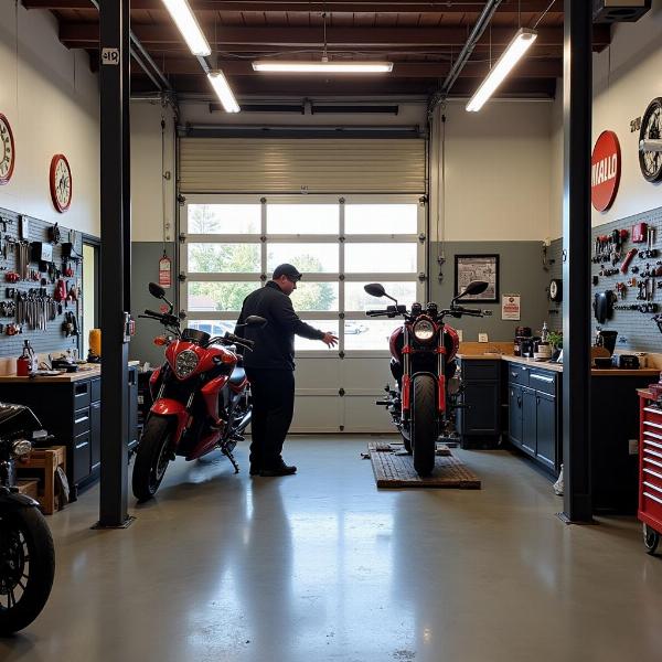 Atelier de réparation d'un magasin de motos à Vernon