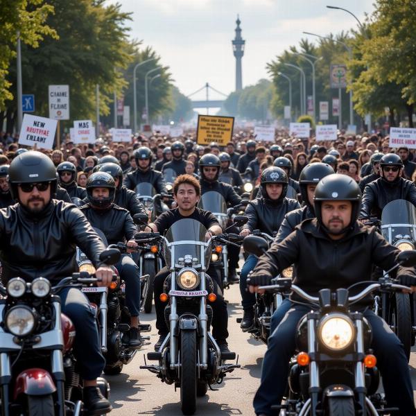 Manifestation des motards contre le contrôle technique en 2004