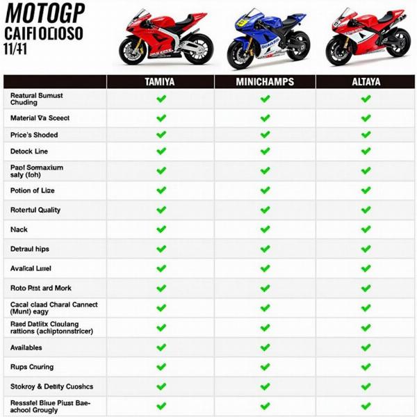 Comparaison des fabricants de maquettes Moto GP 1/4 : Tamiya, Minichamps, Altaya