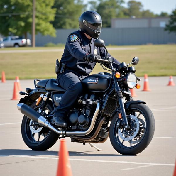 Motard CRS en formation de conduite