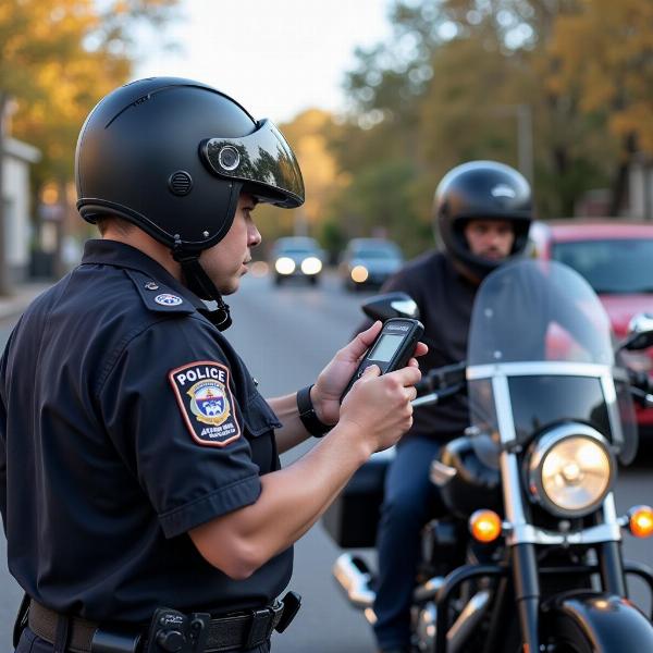 Contrôle du niveau sonore d'une moto par la police