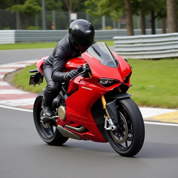 Ducati Panigale rouge vif sur circuit