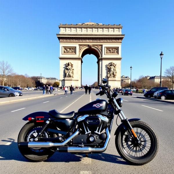 Moto à Paris près de l'Arc de Triomphe