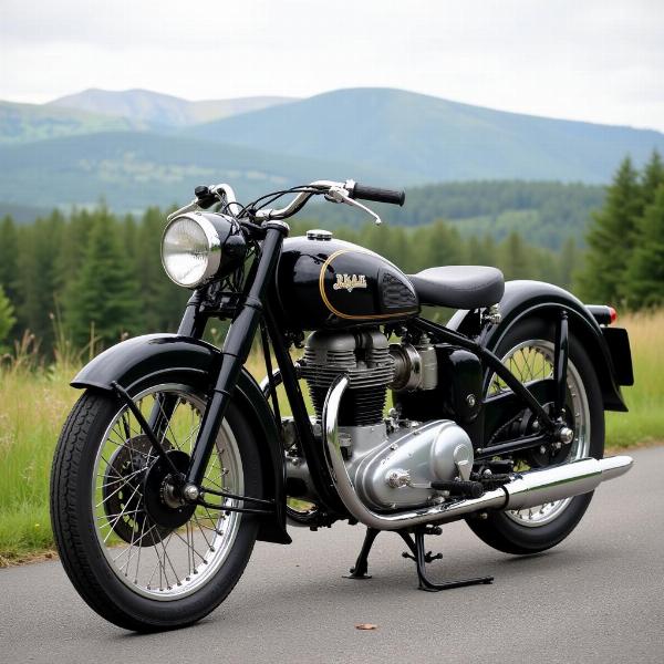 Moto vintage classique sur la route