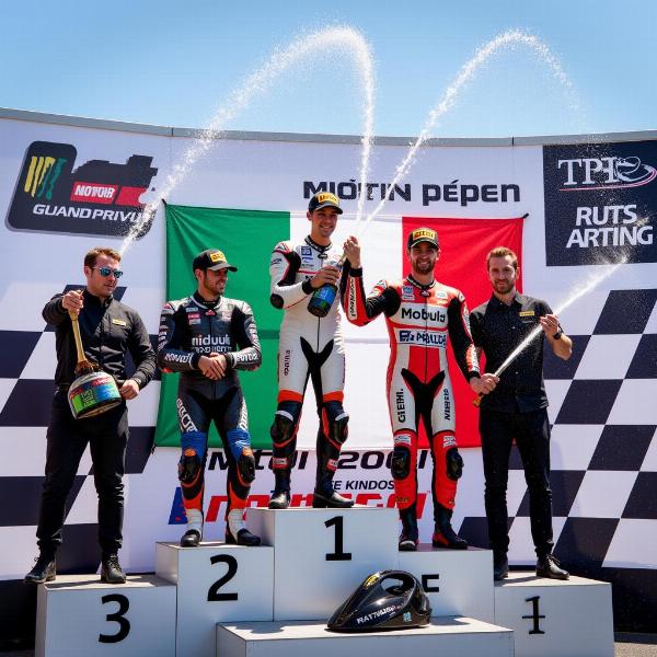 Célébration sur le podium du MotoGP Italia