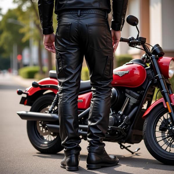 Pantalon moto homme été en cuir perforé pour roadster