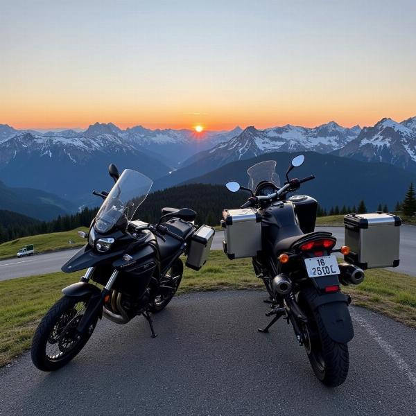 Photo moto panoramique Col du Lautaret