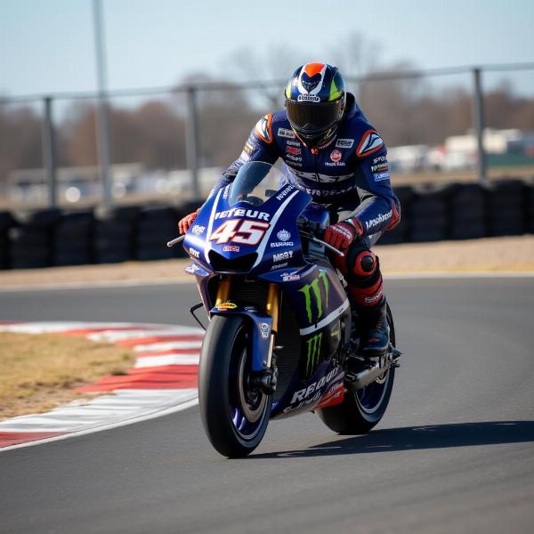 Pilote Moto GP en essais hivernaux