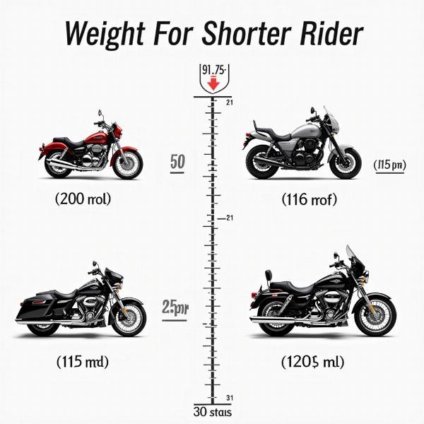 Poids moto petit gabarit: Comparaison visuelle du poids de différentes motos, mettant en évidence les modèles plus légers et plus adaptés aux petits gabarits.