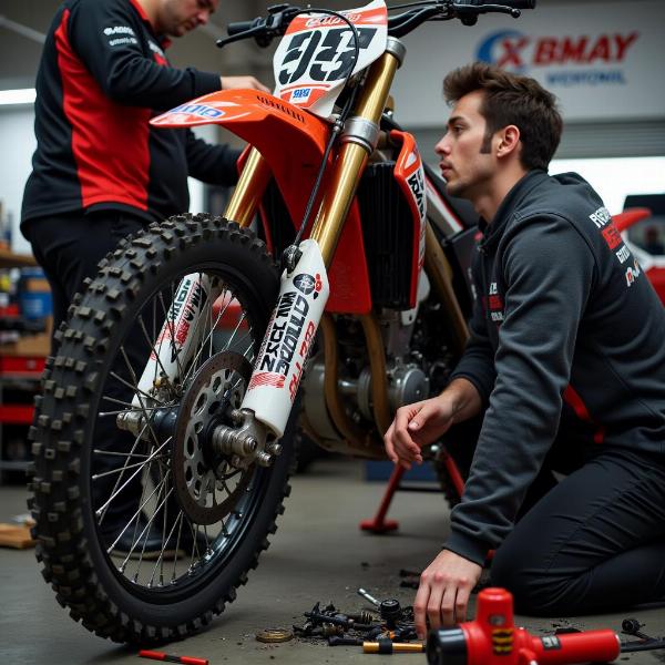 Préparation d'une moto pour le Touquet