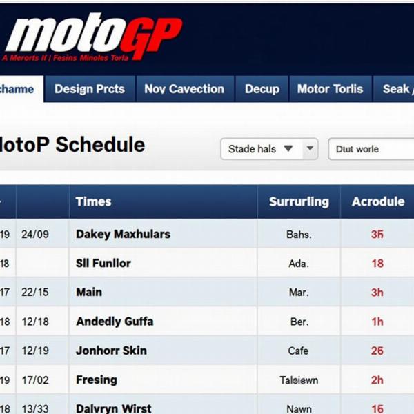 Programme MotoGP sur le site web Canal+