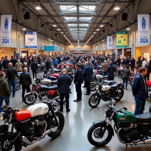 Exposition de motos à la Puce Moto Normandie 2024