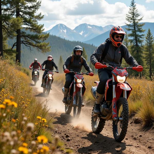 Groupe de motards en rando enduro