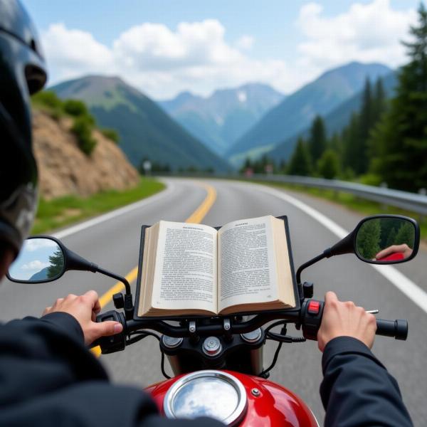 Navigation avec un road book moto dans un paysage magnifique