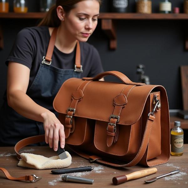 Entretien d'un sac moto vintage en cuir