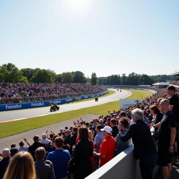 Spectateurs au circuit de Nogaro pendant une course moto