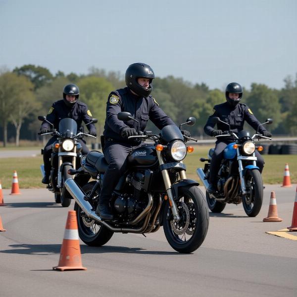 Exercices pratiques du stage de perfectionnement moto gendarmerie