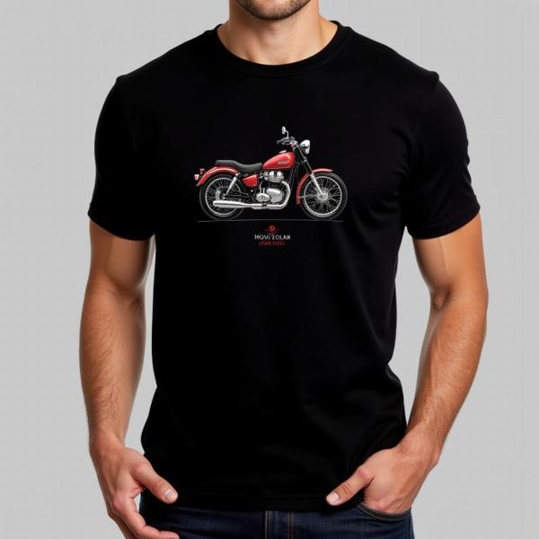 Tee-shirt moto homme classique noir avec logo de marque de moto sur la poitrine