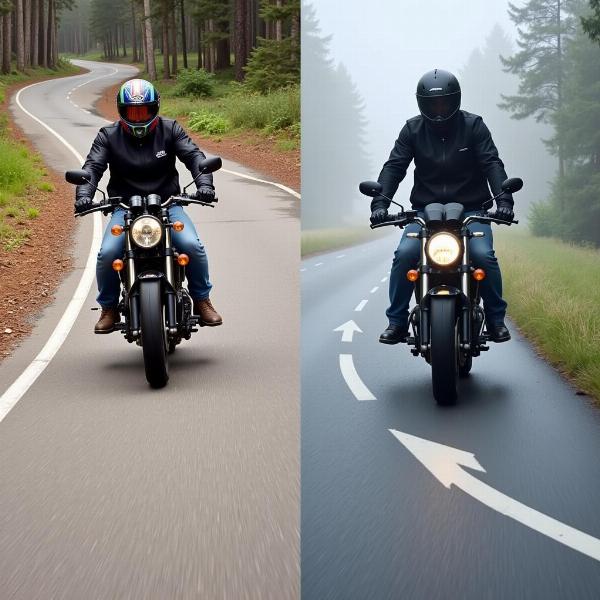 Adaptation de la trajectoire moto aux conditions de la route