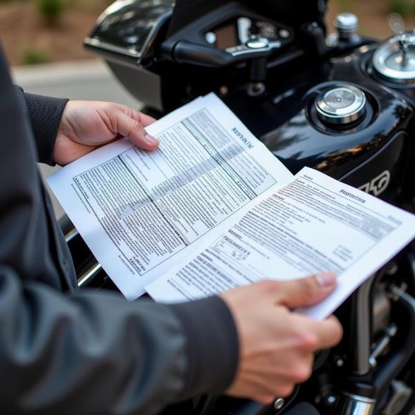 Vérification des documents de la moto