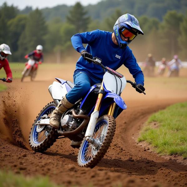 Yamaha 125 YZ en pleine action sur un terrain de motocross