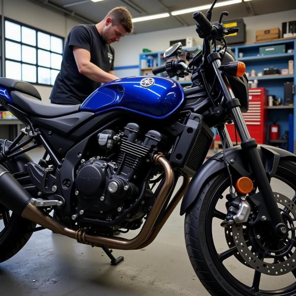 Entretien d'une Yamaha 125cc en atelier