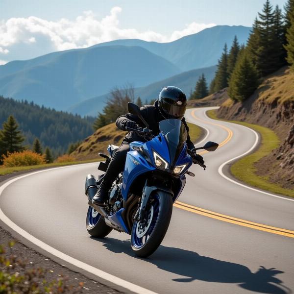 Yamaha Tracer 900 en action sur route sinueuse