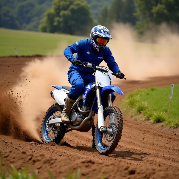 Yamaha YZ 125 en pleine action sur une piste de motocross