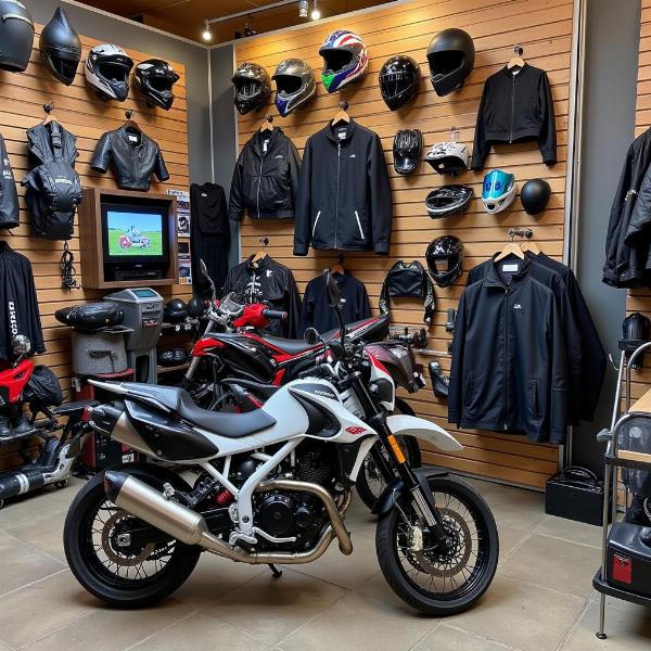 Accessoires moto exposés dans une boutique à Évreux