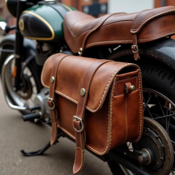 Sacoche en cuir pour moto vintage