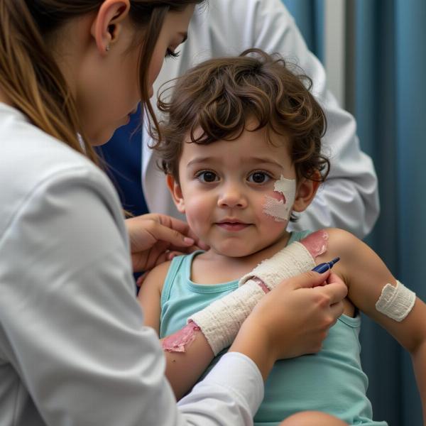 Blessures d'un enfant après un accident de moto à l'hôpital