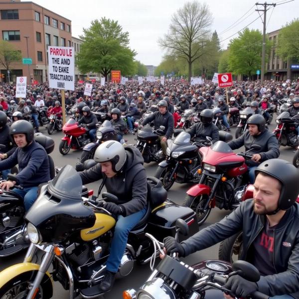 Manifestation contre le contrôle technique moto